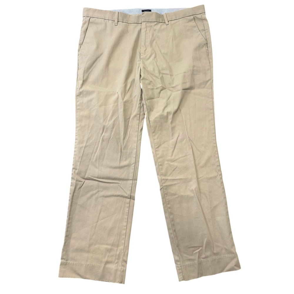 Gap Khakis Mens 40x32 Straight Fit Tan Chino Pants Wrinkle Resistant Tailored